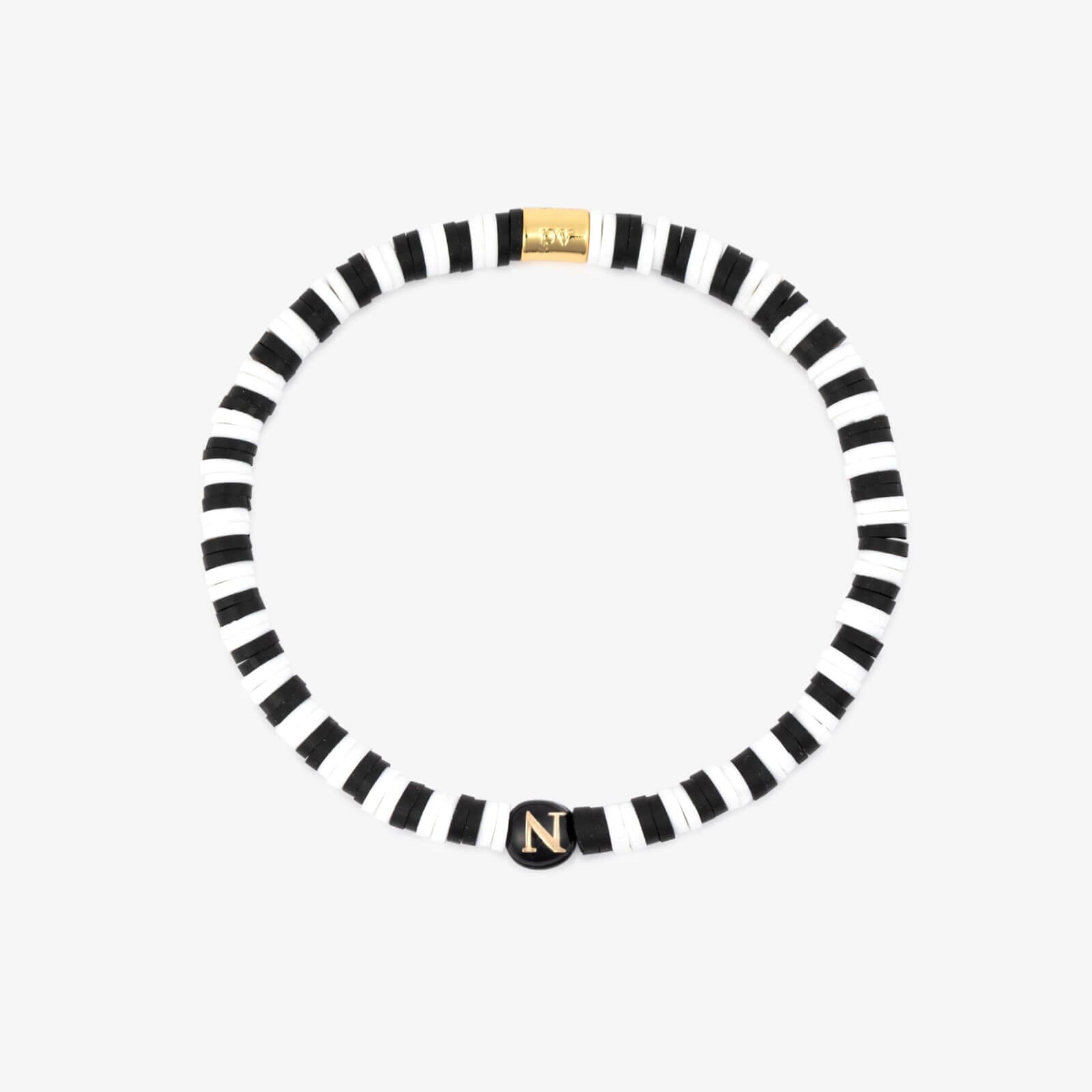 Black and White Alphabet Stretch Bracelet