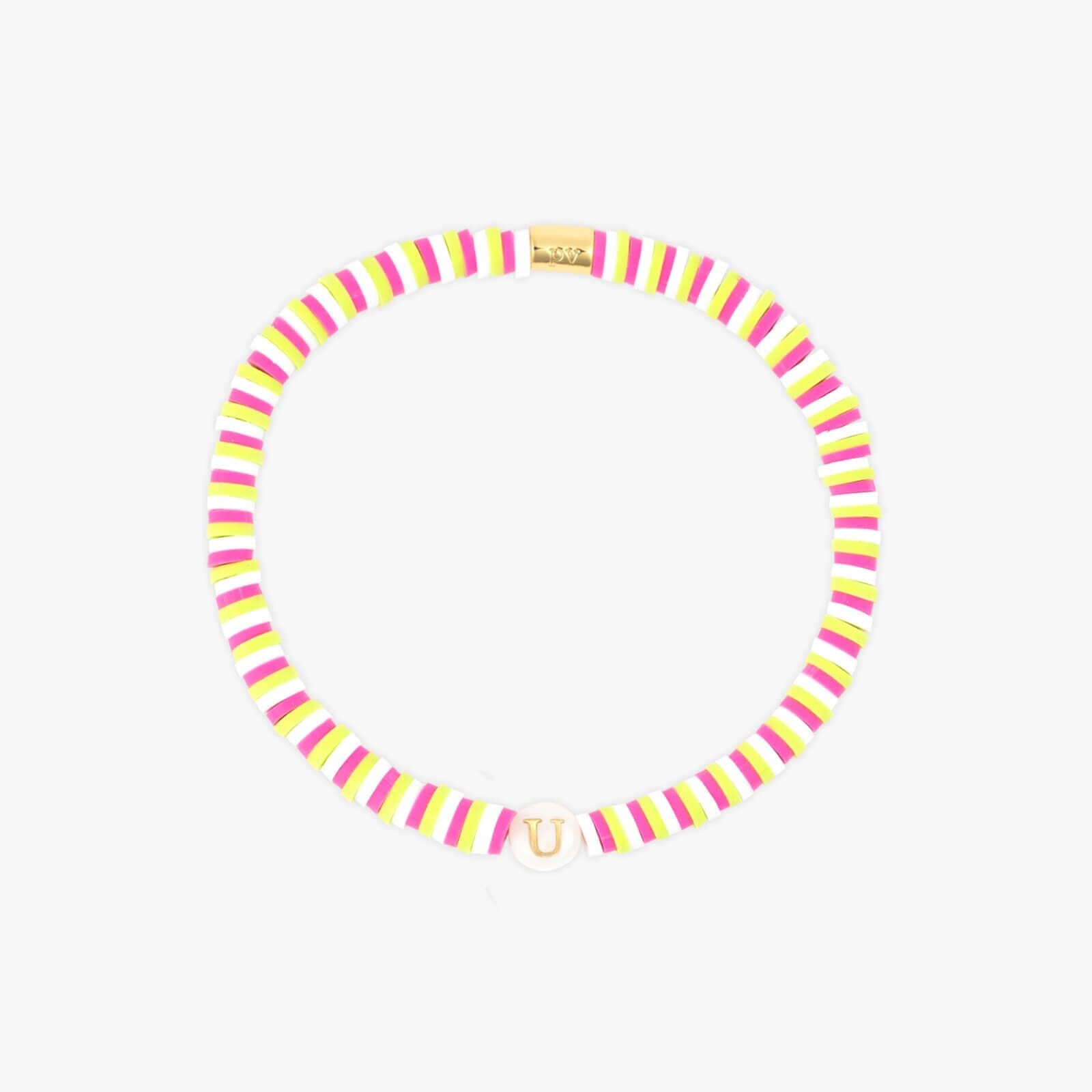 Raspberry Alphabet Stretch Bracelet